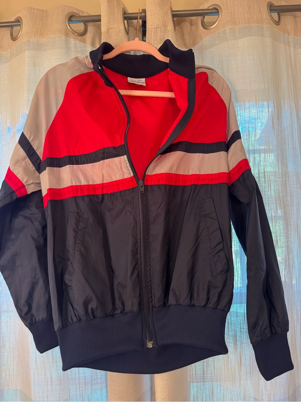 VTG Mint Condition adidas Men's Colorblock Windbreaker Jacket - Red, Navy & Gray